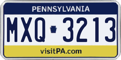 PA license plate MXQ3213