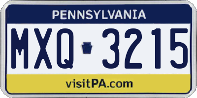 PA license plate MXQ3215