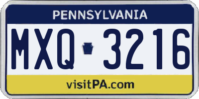 PA license plate MXQ3216