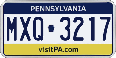 PA license plate MXQ3217