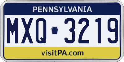 PA license plate MXQ3219