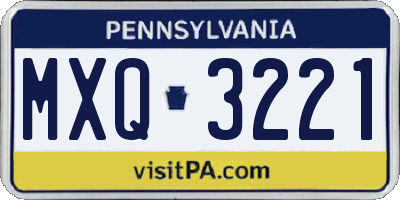 PA license plate MXQ3221