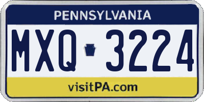 PA license plate MXQ3224
