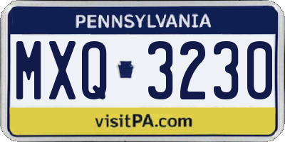 PA license plate MXQ3230