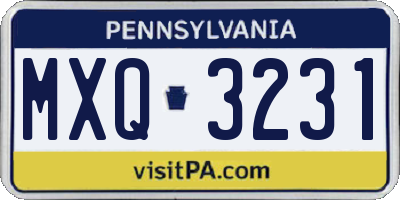 PA license plate MXQ3231