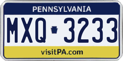 PA license plate MXQ3233