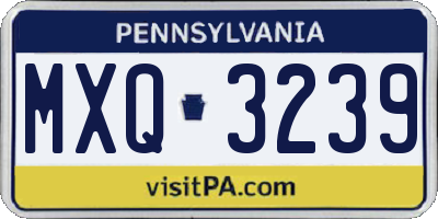 PA license plate MXQ3239