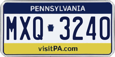 PA license plate MXQ3240
