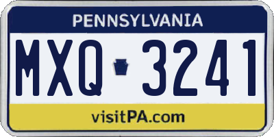 PA license plate MXQ3241