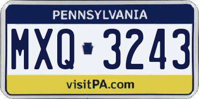 PA license plate MXQ3243