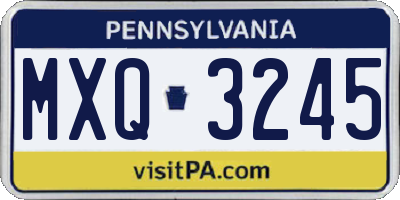 PA license plate MXQ3245