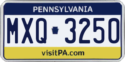 PA license plate MXQ3250