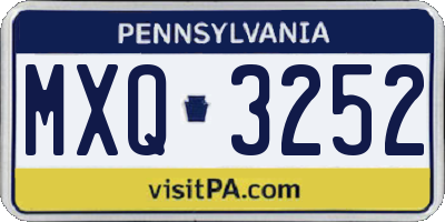 PA license plate MXQ3252