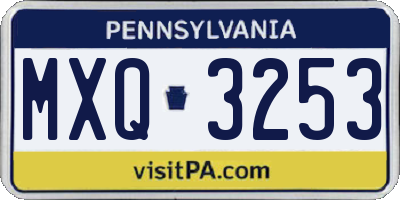 PA license plate MXQ3253