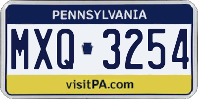 PA license plate MXQ3254