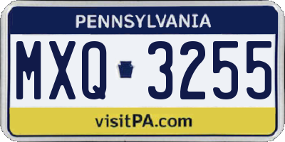 PA license plate MXQ3255