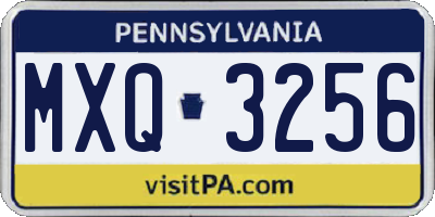 PA license plate MXQ3256