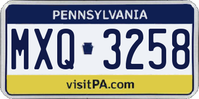 PA license plate MXQ3258