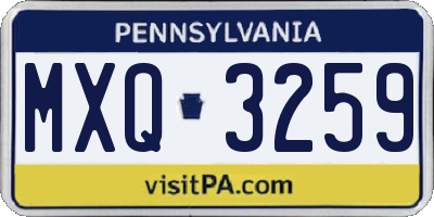 PA license plate MXQ3259
