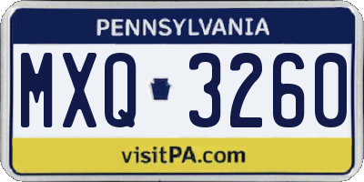 PA license plate MXQ3260