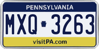 PA license plate MXQ3263