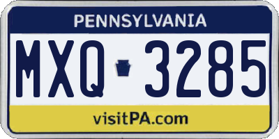 PA license plate MXQ3285