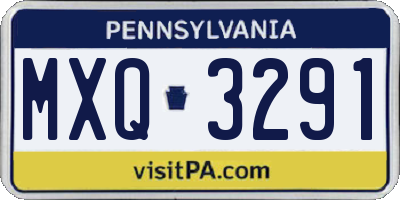 PA license plate MXQ3291
