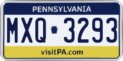 PA license plate MXQ3293