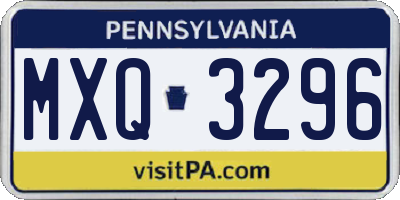 PA license plate MXQ3296