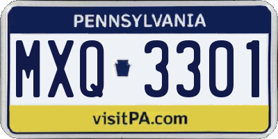 PA license plate MXQ3301