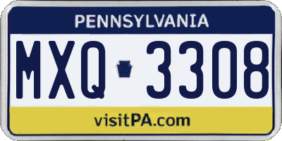 PA license plate MXQ3308