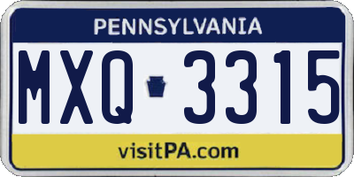 PA license plate MXQ3315