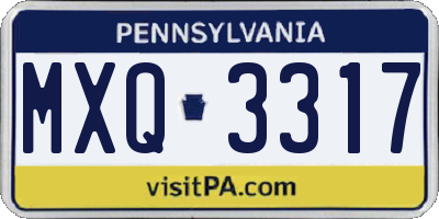PA license plate MXQ3317