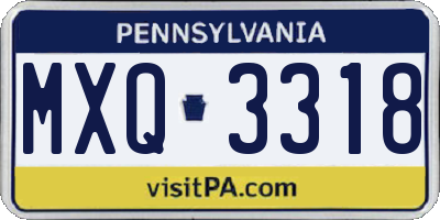 PA license plate MXQ3318