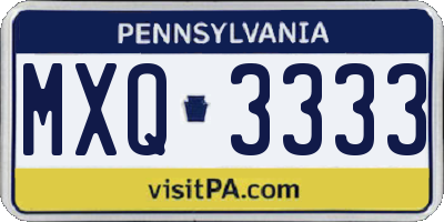 PA license plate MXQ3333
