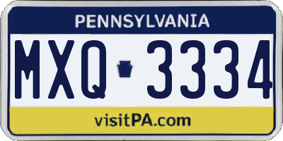 PA license plate MXQ3334