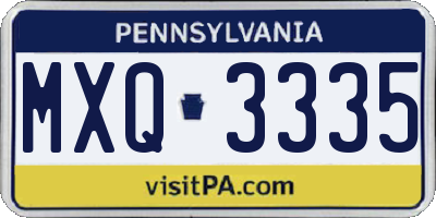 PA license plate MXQ3335