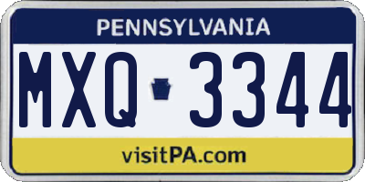 PA license plate MXQ3344
