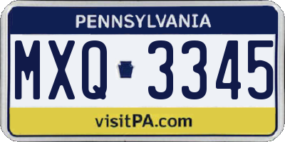 PA license plate MXQ3345