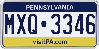 PA license plate MXQ3346