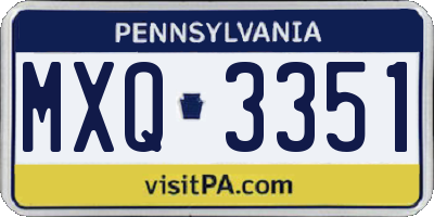 PA license plate MXQ3351