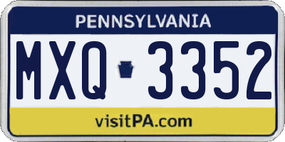 PA license plate MXQ3352