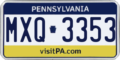 PA license plate MXQ3353