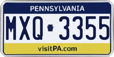 PA license plate MXQ3355