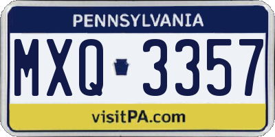 PA license plate MXQ3357