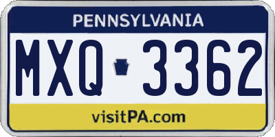 PA license plate MXQ3362