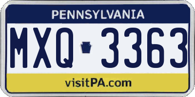 PA license plate MXQ3363