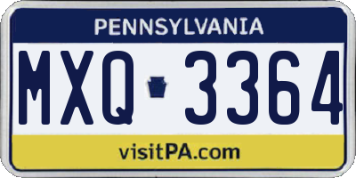 PA license plate MXQ3364