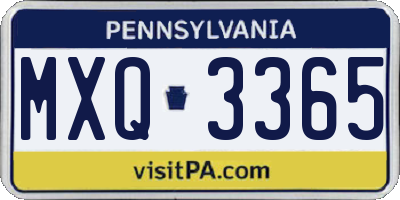 PA license plate MXQ3365