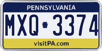 PA license plate MXQ3374